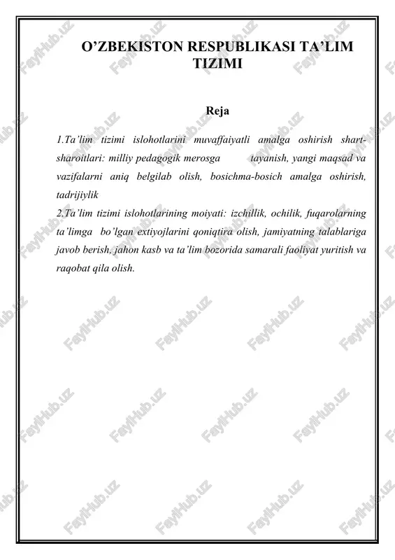 ta’lim tizimi islohotlari — DOC