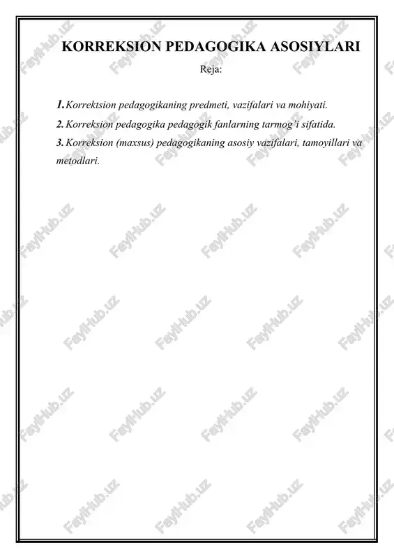 korrektsion pedagogika asosiy — DOCX