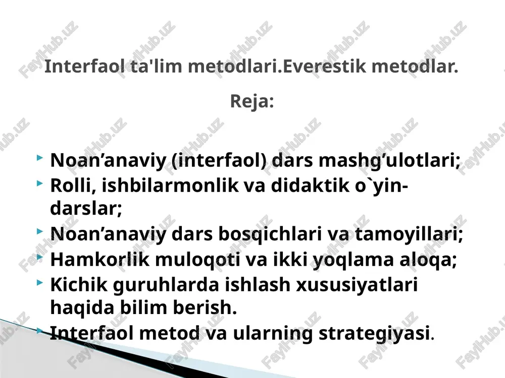 interfaol metod va ularning strategiyasi — PPTX