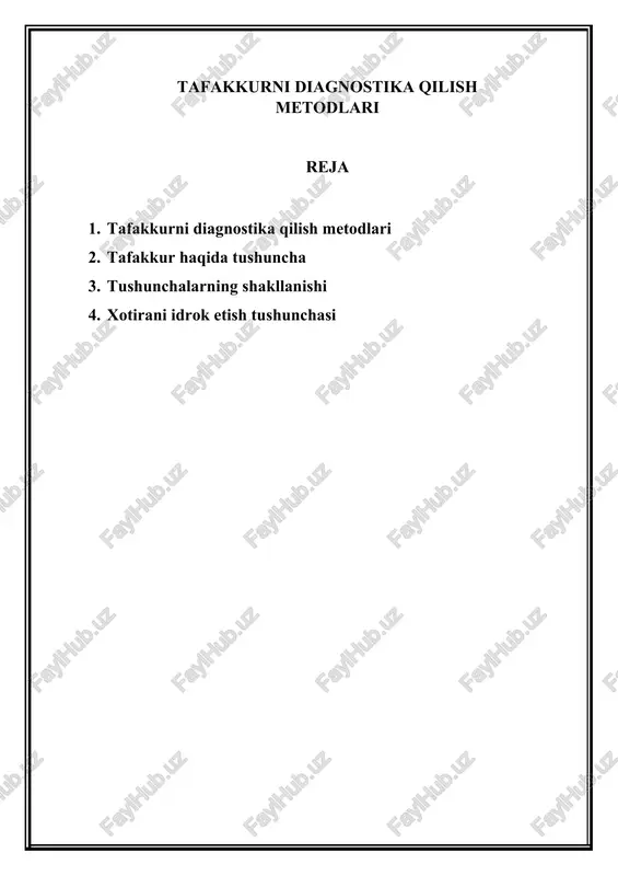 tafakkurni diagnostika qilish metodlari — DOCX