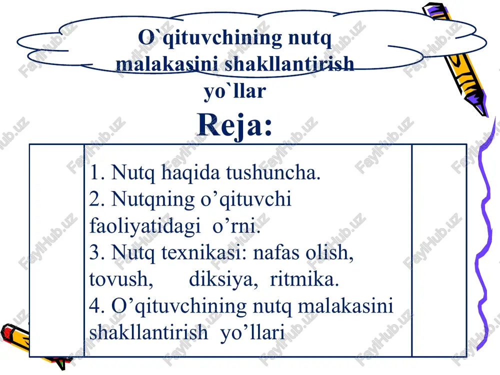 o`qituvchining nutq malakasini shakllantirish yo`llari — PPTX