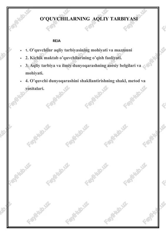 o’quvchilarning aqliy tarbiyasi — DOCX
