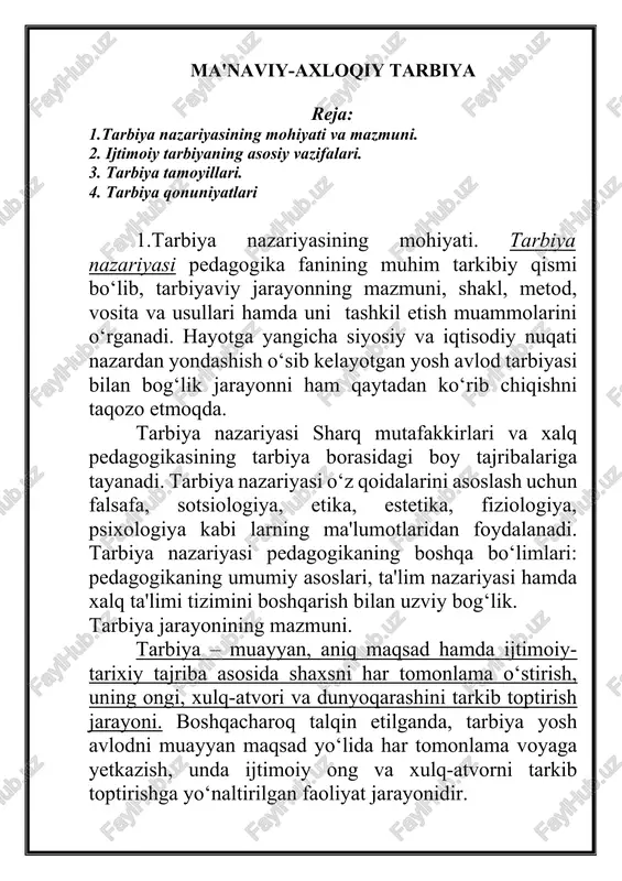 ma'naviy-axloqiy tarbiya — DOCX
