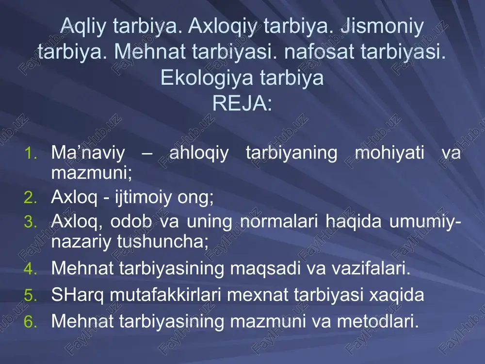 ma’naviy– ahloqiy tarbiya — PPTX
