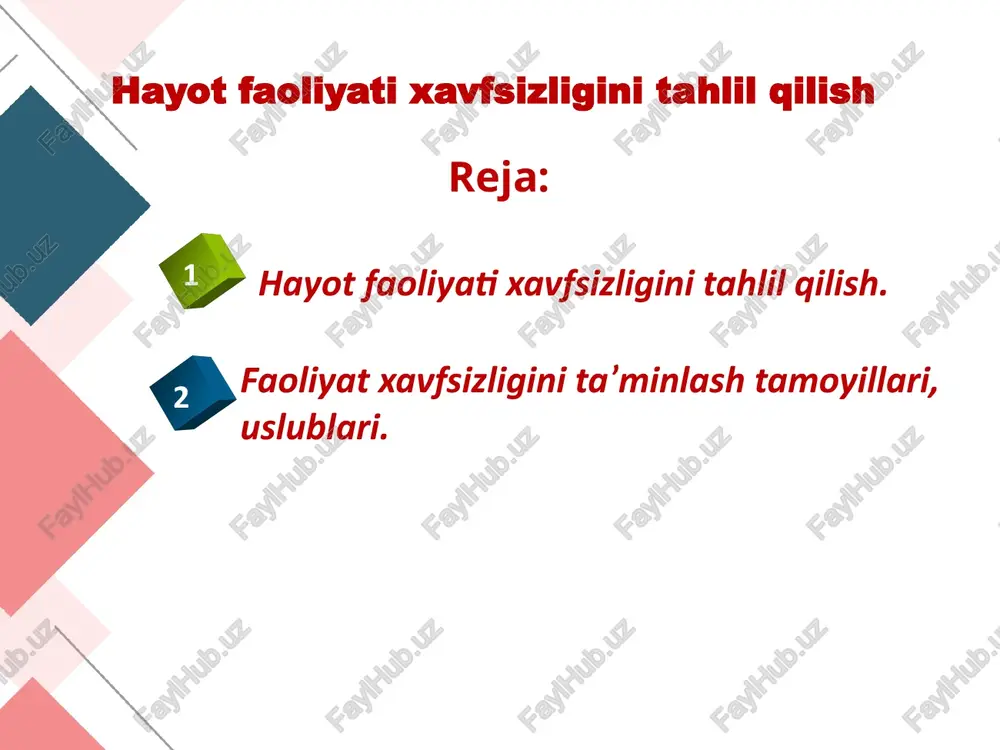 hayot faoliyati xavfsizligini tahlilqilish — PPTX