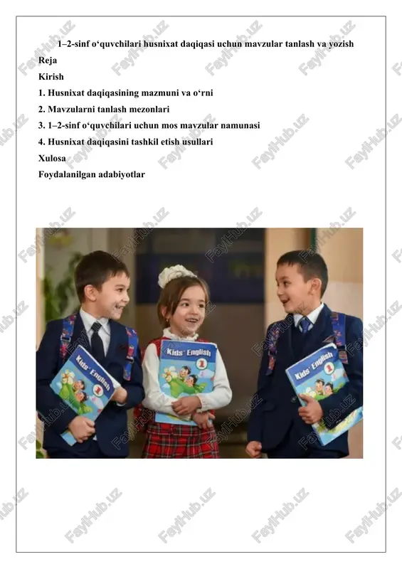 husnixat daqiqasi uchun mavzular — DOCX