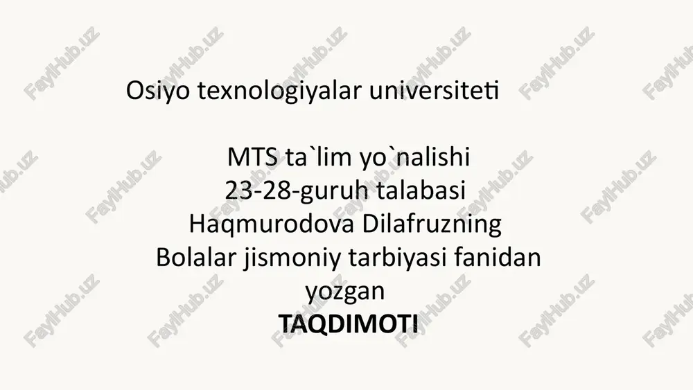 bolalar jismoniy tarbiyasini rivojlantirish — PPTX