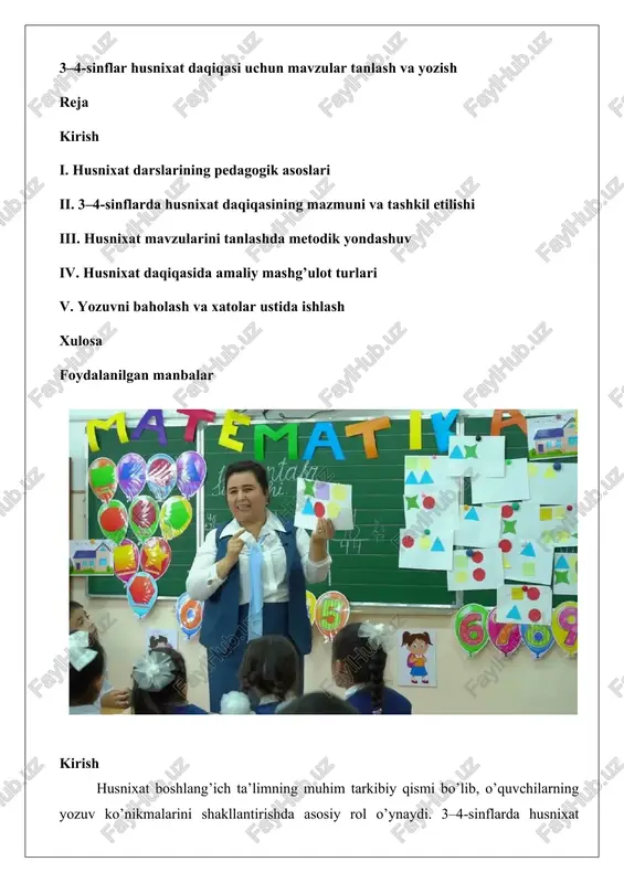 husnixat darslarining pedagogik asoslari — DOCX