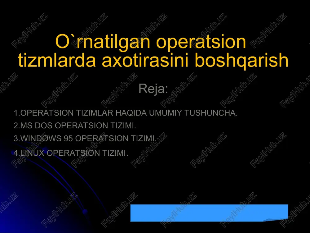 operatsion tizimlarda axotirasini boshqarish — PPT