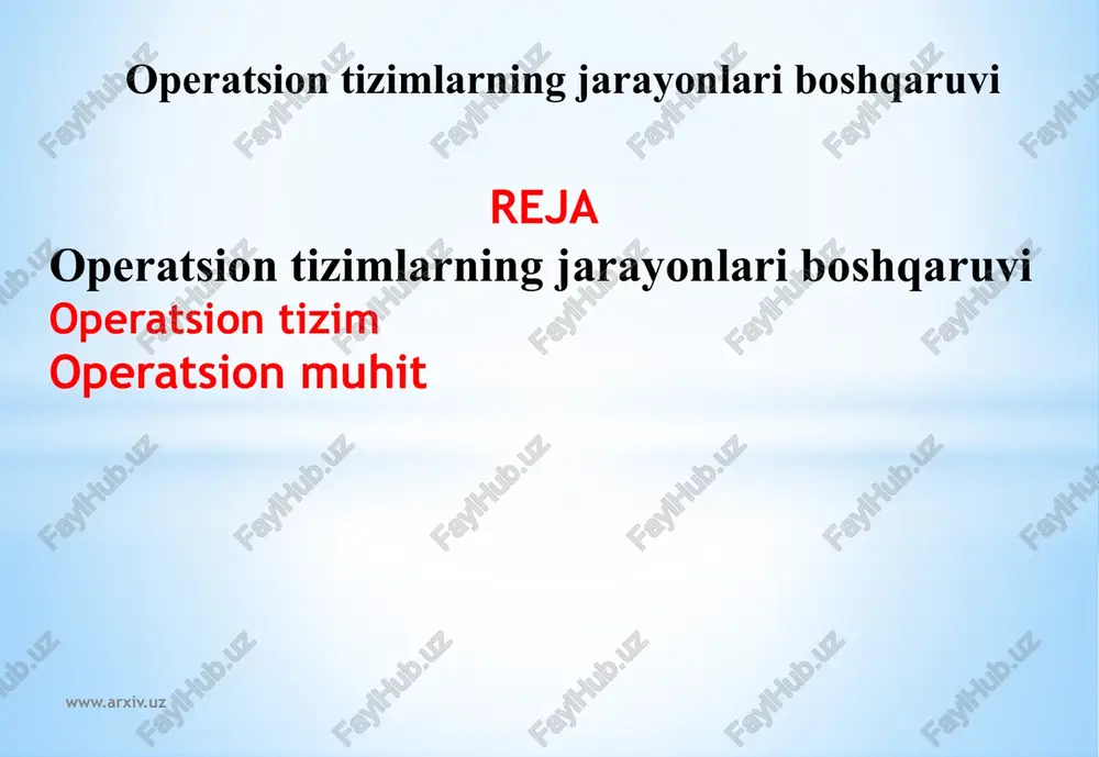 operatsiontizimlarningjarayonlariboshqaruvi — PPTX