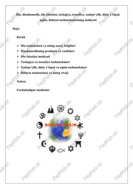 din va dinshunoslik — DOCX