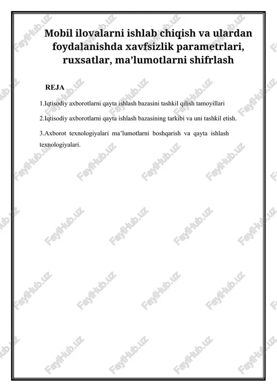 iqtisodiy axborot tizimi — DOCX