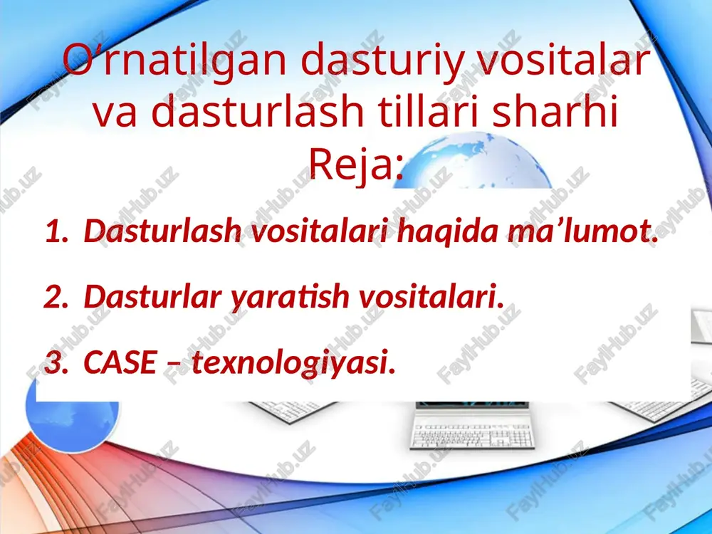dasturiy vositalar va dasturlash tillari sharhi — PPT