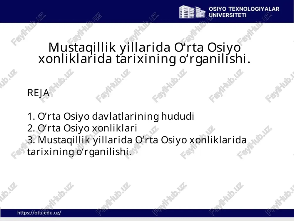 o‘rta osiyo xonliklari tarixining o‘rganilishi — PPTX