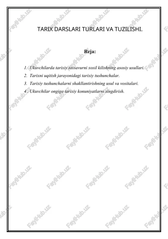tarix darslari turlari va tuzilishi — DOC