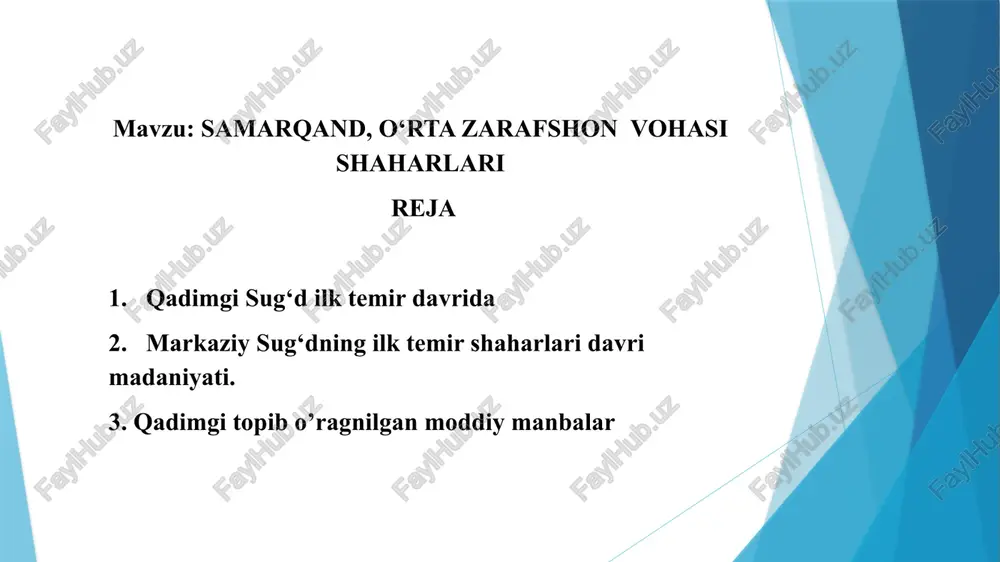 samarqand, o‘rta zarafshon vohasi shaharlari — PPTX