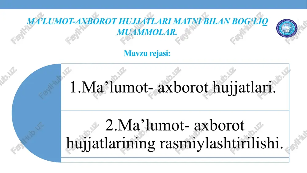ma’lumot-axborot hujjatlari — PPTX