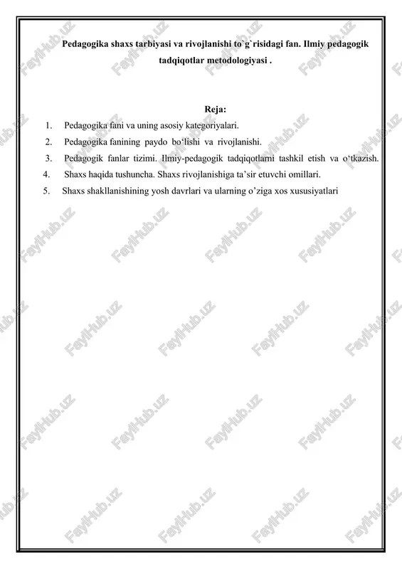 pedagogika fani — DOCX