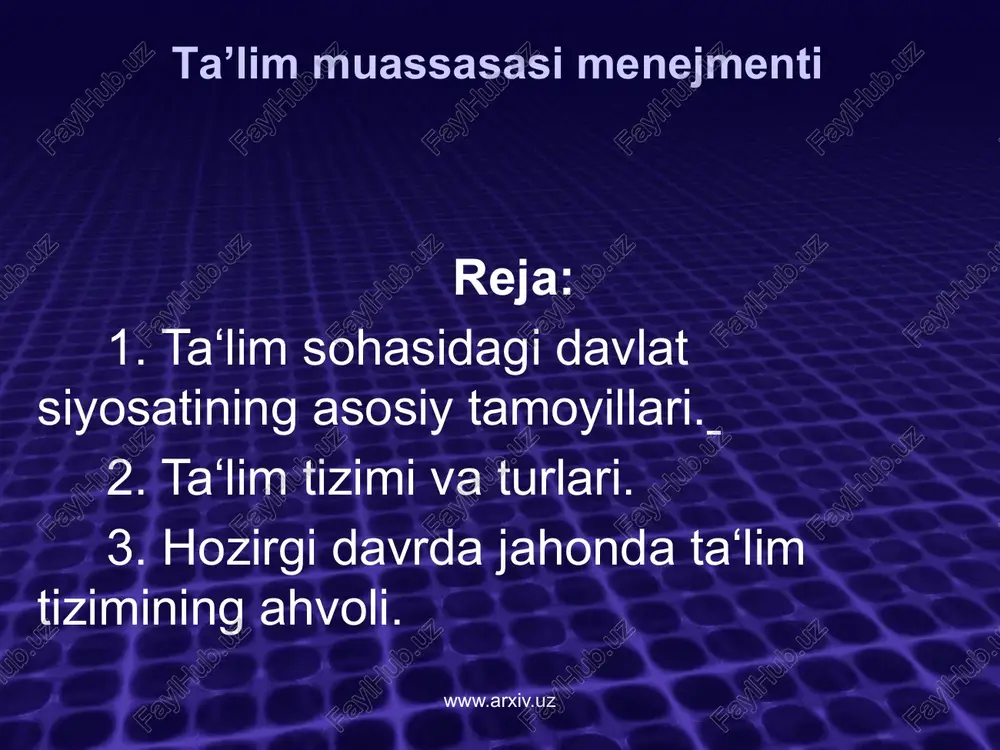 ta’lim muassasasi menejmenti — PPTX