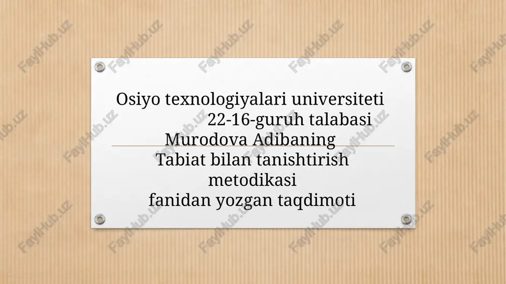 tabiatbilantanishtirish metodika — PPTX