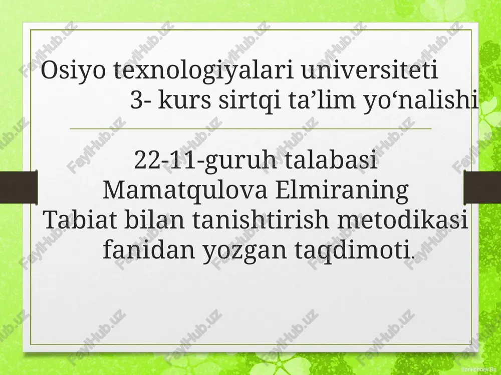 tabiat bilan tanishtirish metodikasi — PPT