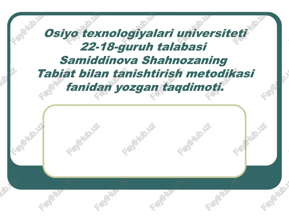 ekologiya haqida tushuncha — PPT