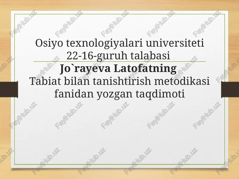 tabiat bilan tanishtirish metodikasi — PPTX