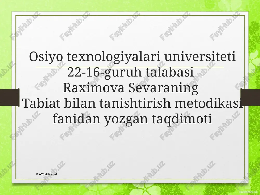tabiat bilan tanishtirish metodikasi — PPT