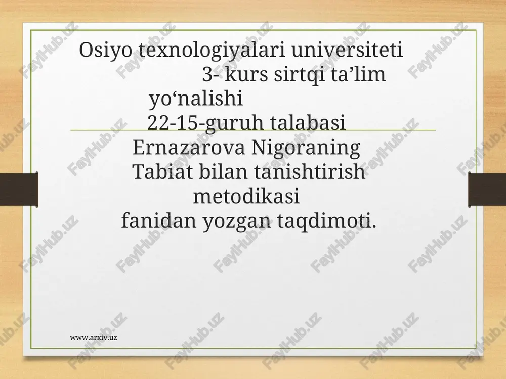 tabiat bilan tanishtirish metodikasi — PPT