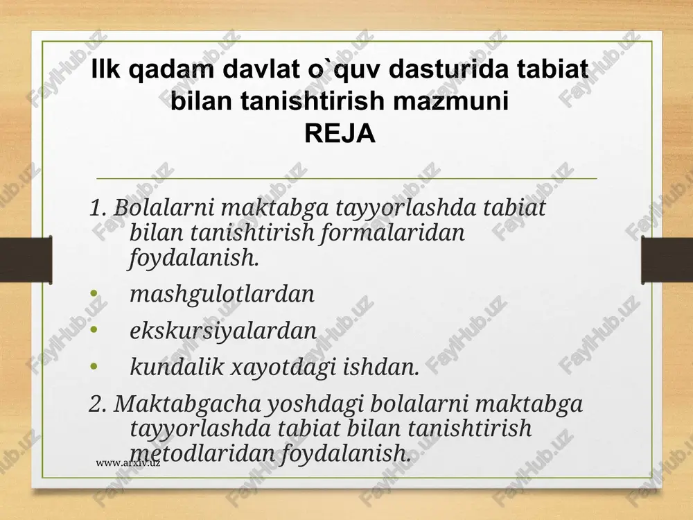 tabiat bilan tanishtirish metodlari — PPT