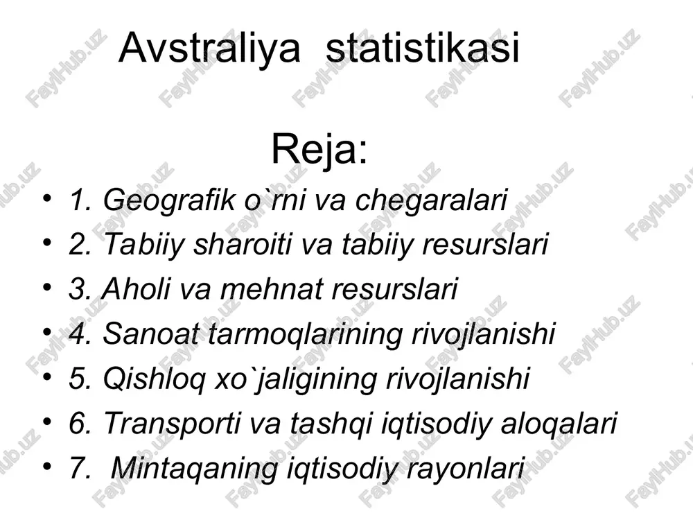 avstraliya statistikasi — PPT