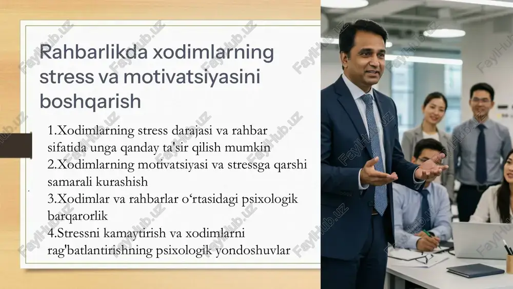 rahbarlikda xodimlarning stress va motivatsiyasini boshqarish — PPTX