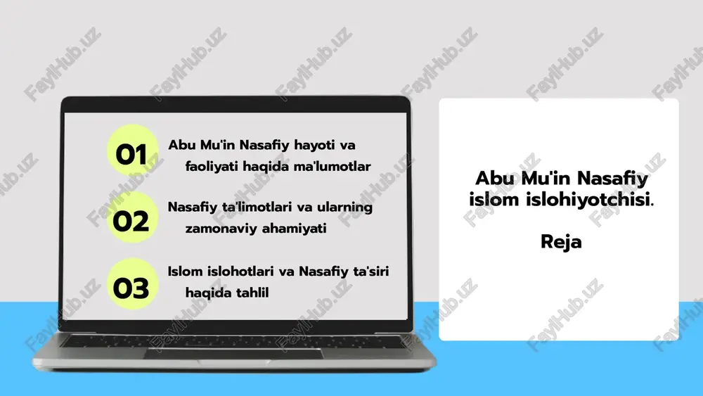 abu mu'in nasafiy hayoti va faoliyati haqida ma'lumotlar — PPTX