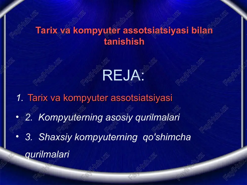 tarix va kompyuter assotsiatsiyasi — PPT