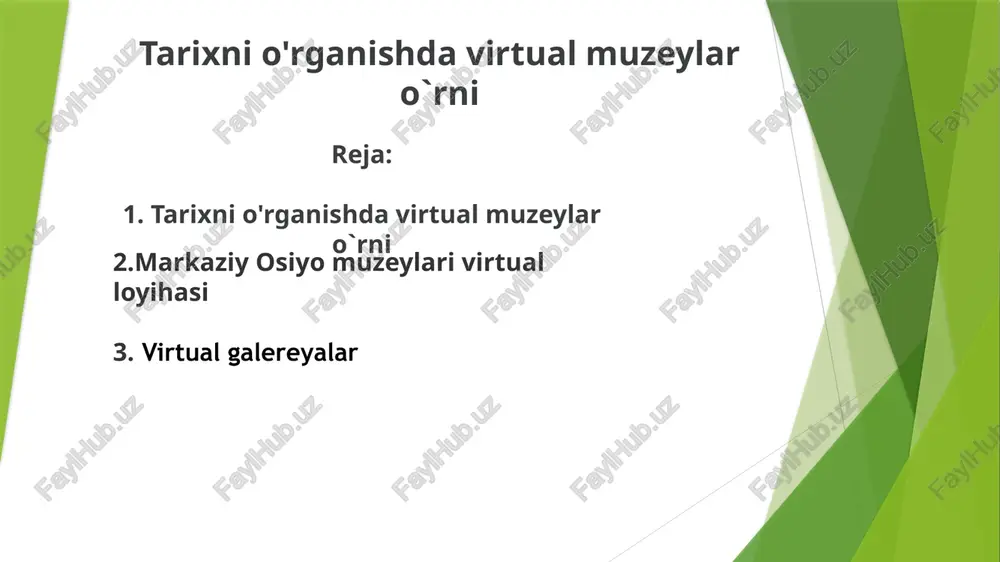 tarixnio'rganishdavirtualmuzeylaro`rni — PPTX