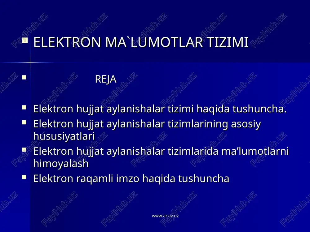 elektron ma`lumotlar tizimi — PPT
