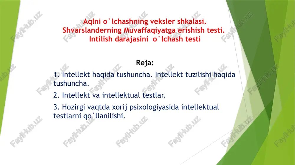 intellektual testlar — PPTX