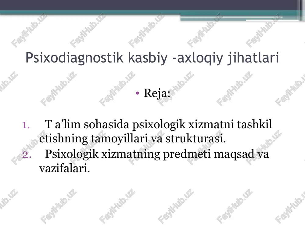 psixodiagnostikka biy-axloqiy jihatlari — PPTX
