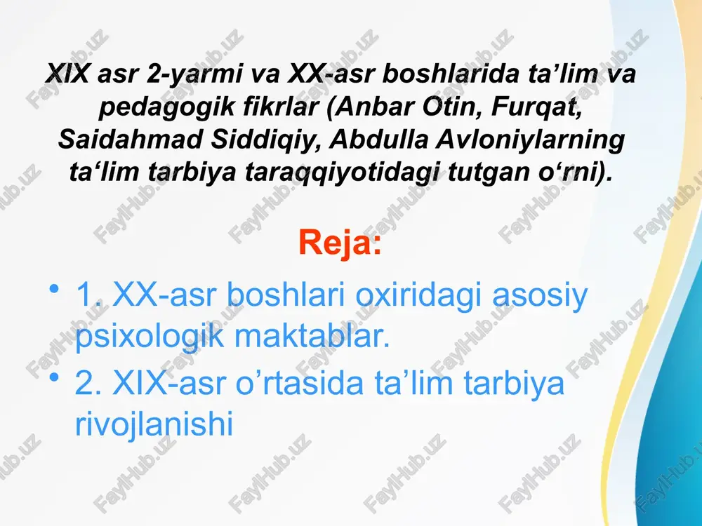 xixasr2-yarmivaxx-asrboshlaridataʼlimvapedagogikfikrlar — PPTX