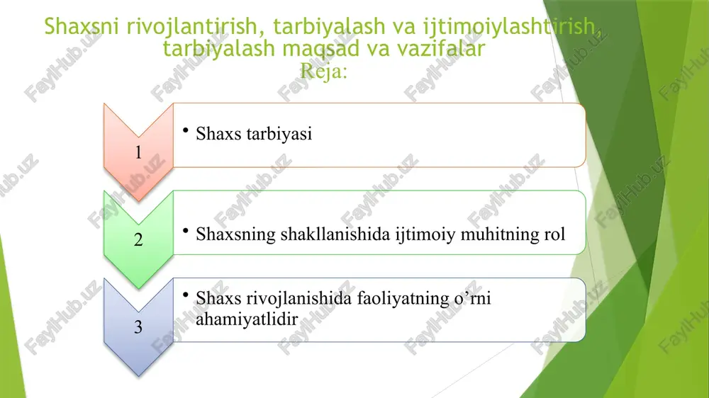 shaxsnirivojlantirish, tarbiyalash va ijtimoiylashtirish — PPTX