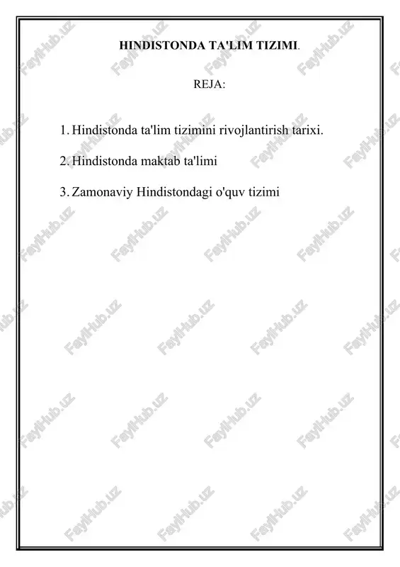 zamonaviy hindistondagi o'quv tizimi — DOC