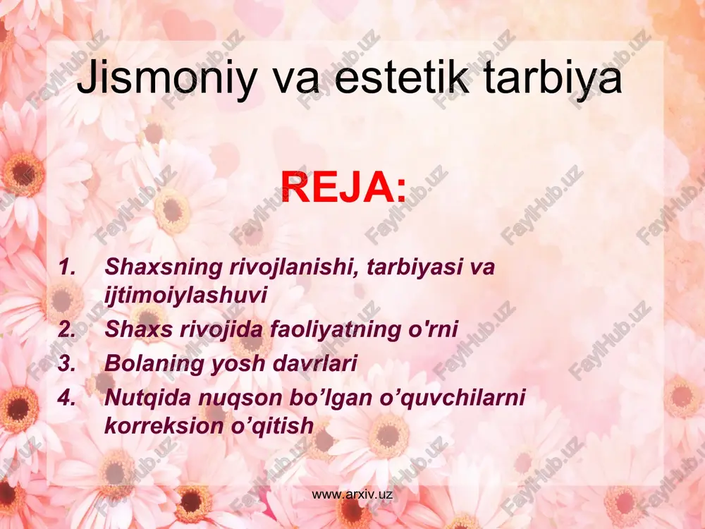 jismoniy va estetik tarbiya — PPT