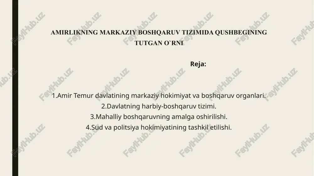 amirlikning markaziy boshqaruv tizimi — PPTX