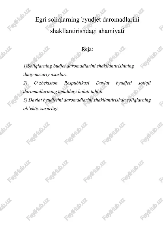 soliqlarning budjet daromadlarini shakllantirishining ilmiy-nazariy asoslari — DOCX