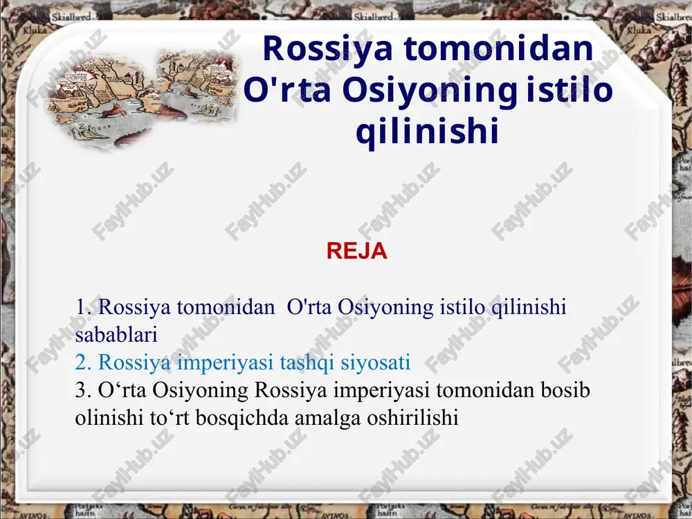 o'rta osiyoning ishtiloqilinishi — PPTX