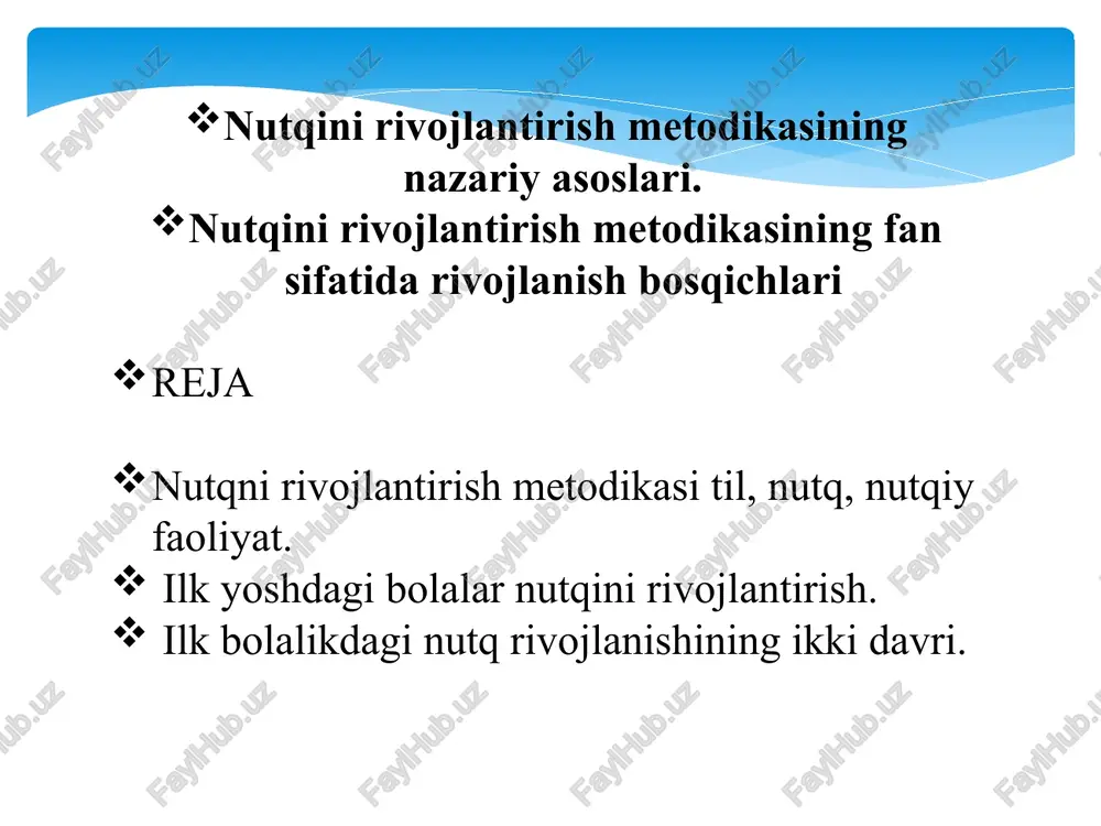 nutqinirivojlantirish metodikasi — PPTX