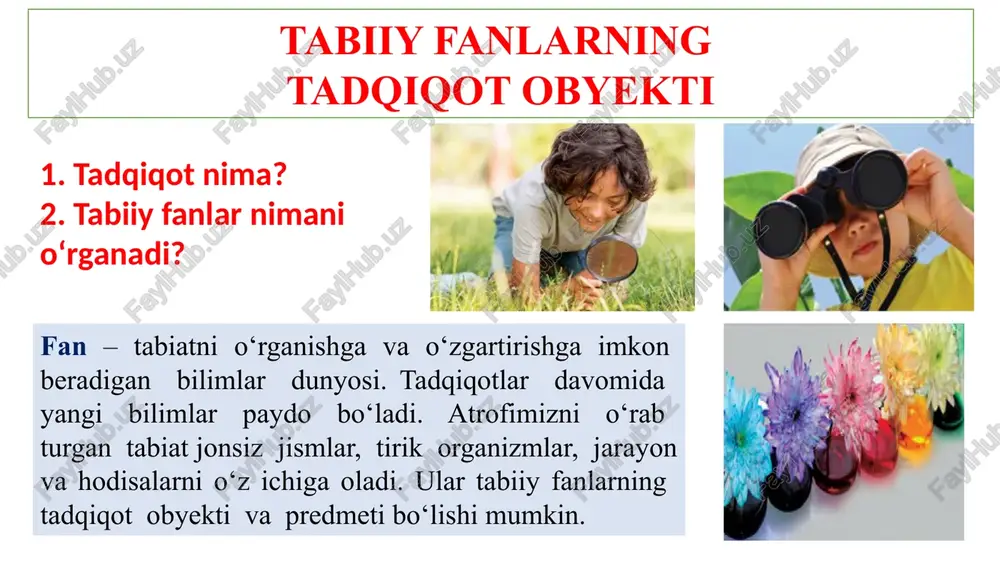 tabiiy fanlarning tadqiqot obyekti — PPTX