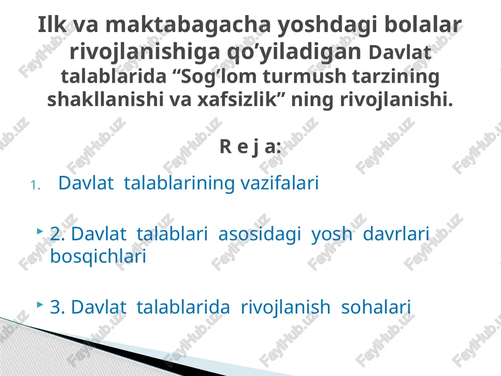 "davlattalablarining vazifalari" — PPTX