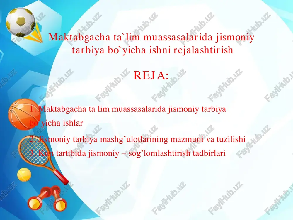 jismoniy tarbiya bo`yicha ishlar — PDF