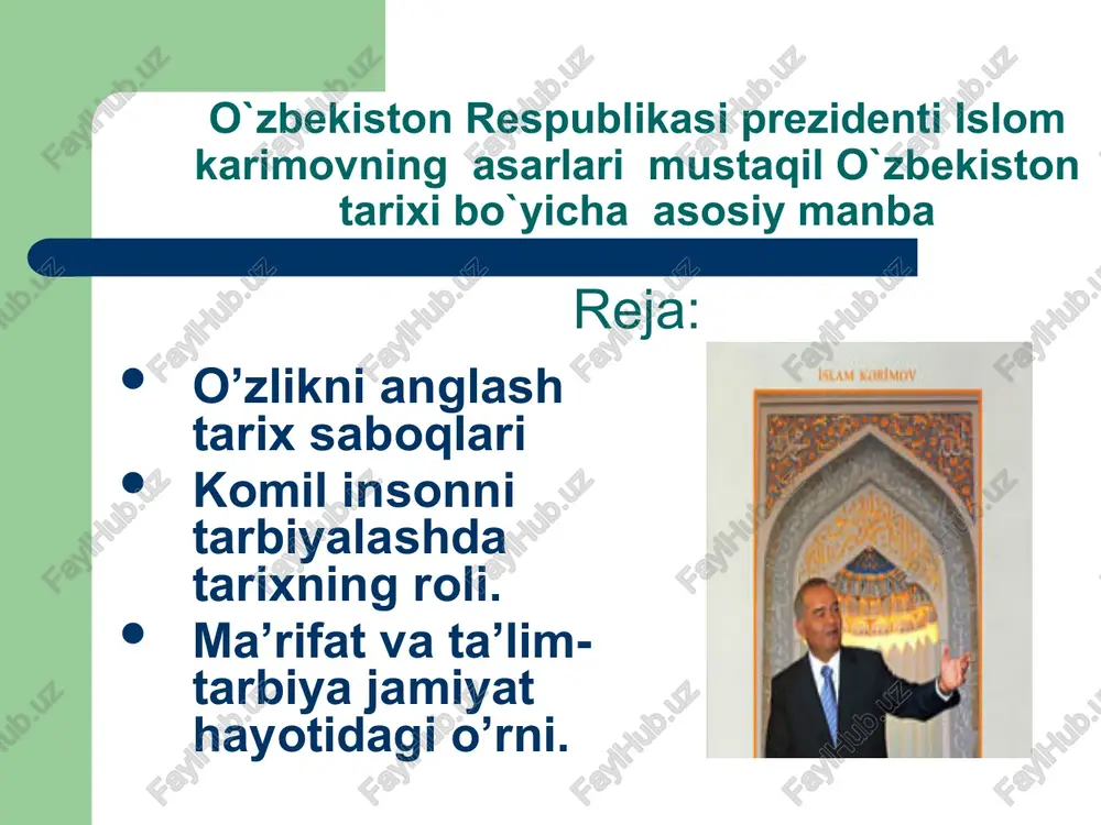 o’zlikni anglash tarix saboqlari — PPTX